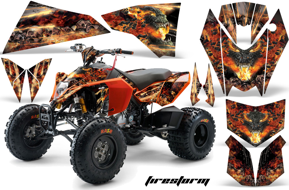 KTM 525 XC 08 Graphics Kit Firestorm Black